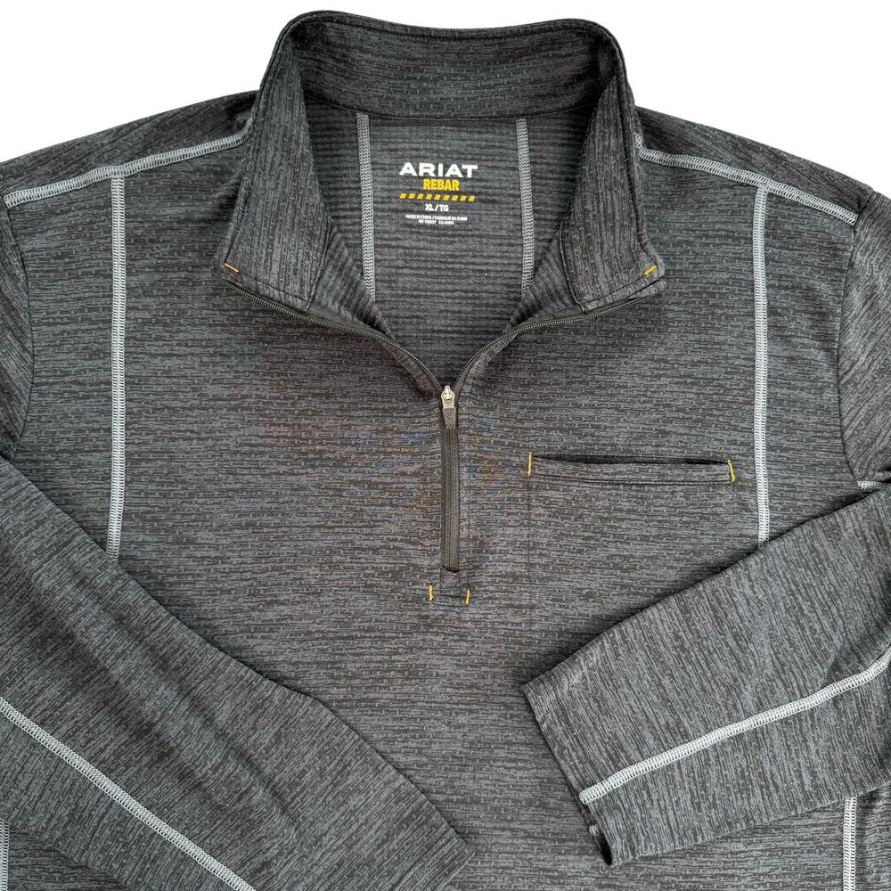 Ariat Rebar Evolution 1/2 Zip Pullover Mens XL Gray Long Sleeve Workwear